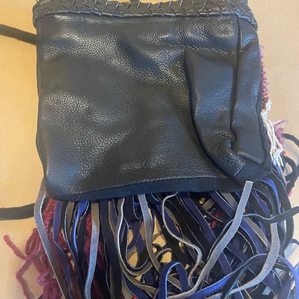 FREE PEOPLE belt goes on beaded boho hippie festival bag/purse crossbody - Picture 2 of 4